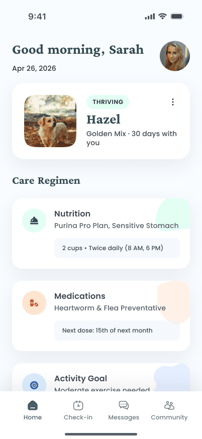 Adopted pet profile screen